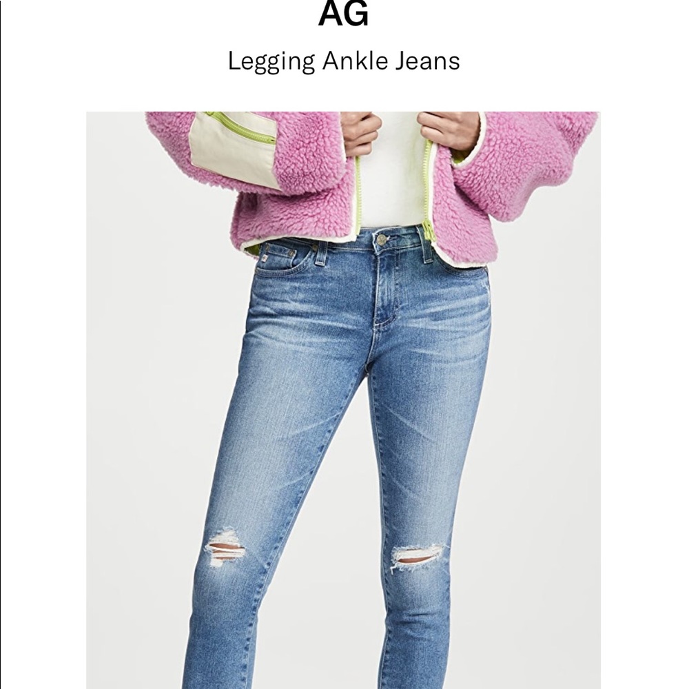 AG the legging ankle jeans light blue distressed